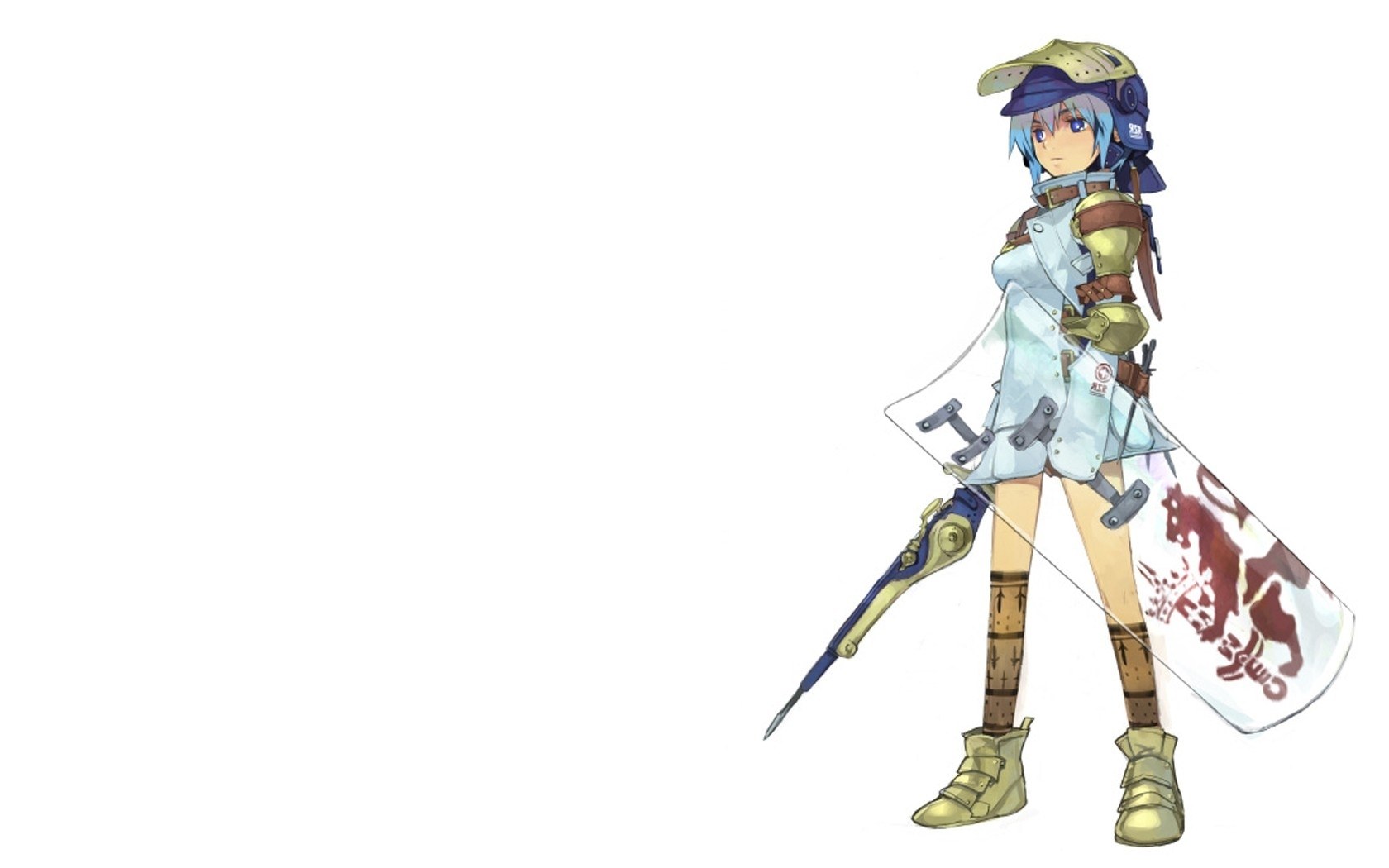 anime character with shield and spear