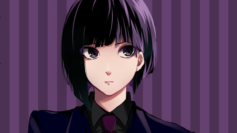 Anime Character with Short Hair — Purple