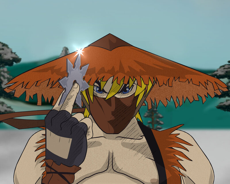 Anime Character with Shuriken — Brown