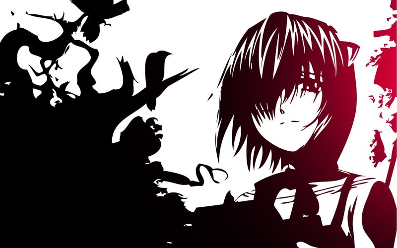 Anime Character with Silhouettes — Black, Dramatic