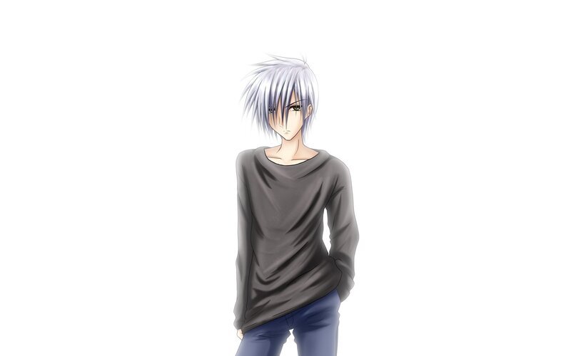 anime character with silver hair