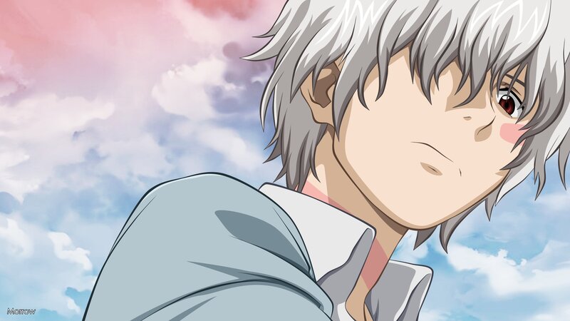 anime character with silver hair