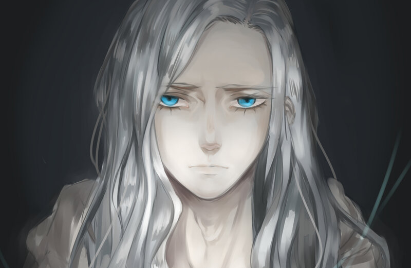 anime character with silver hair