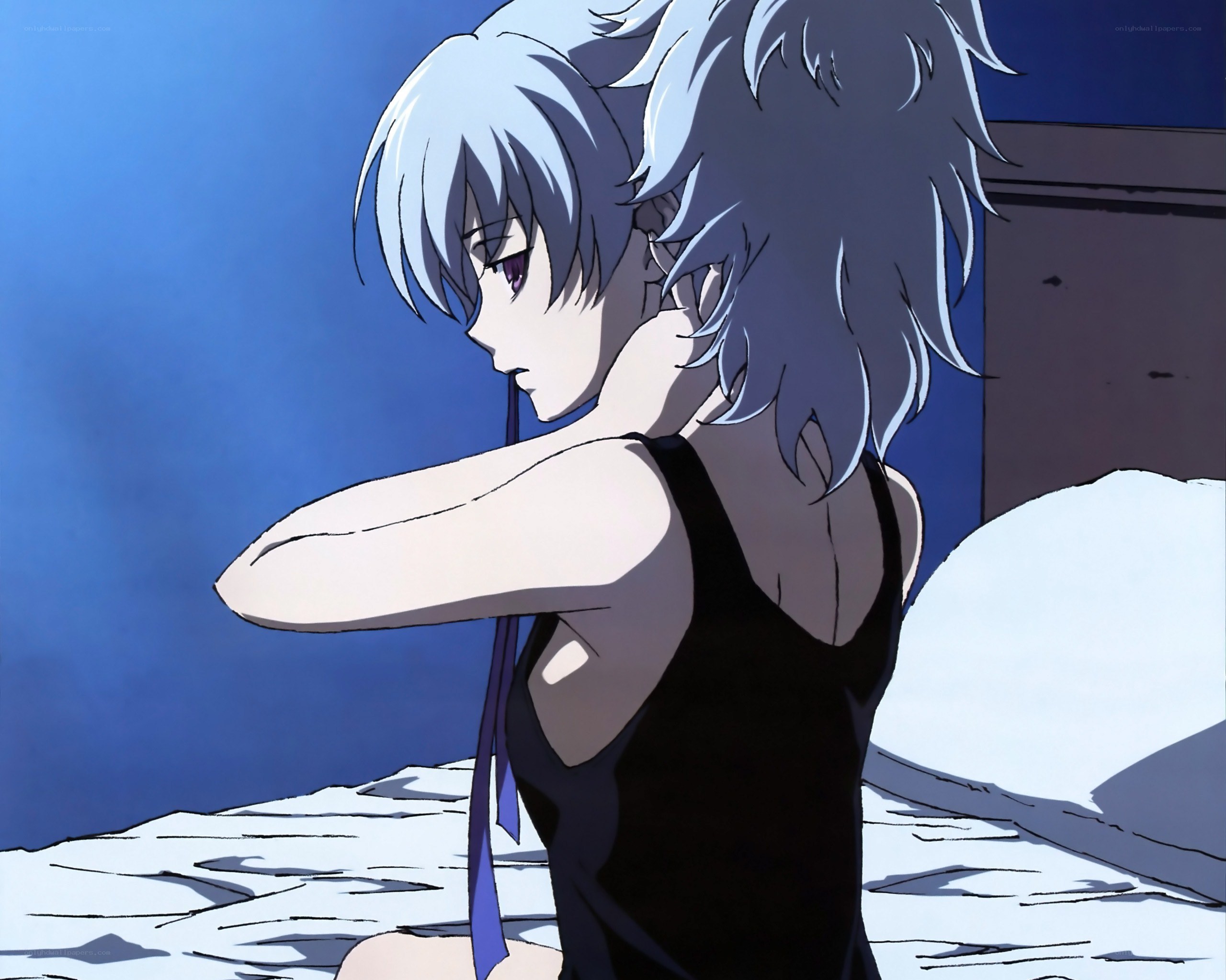 anime character with silver hair