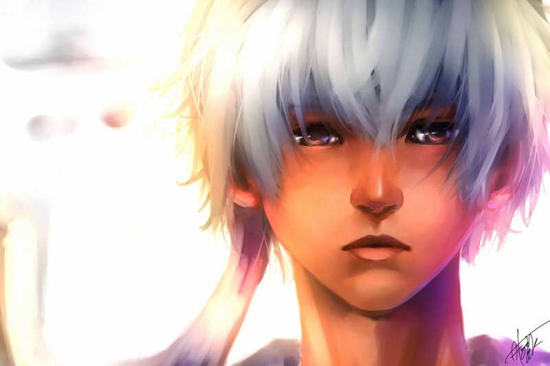 anime character with silver hair
