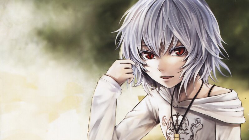 anime character with silver hair