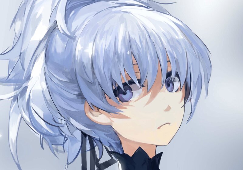 anime character with silver hair