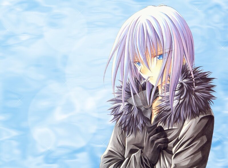 anime character with silver hair