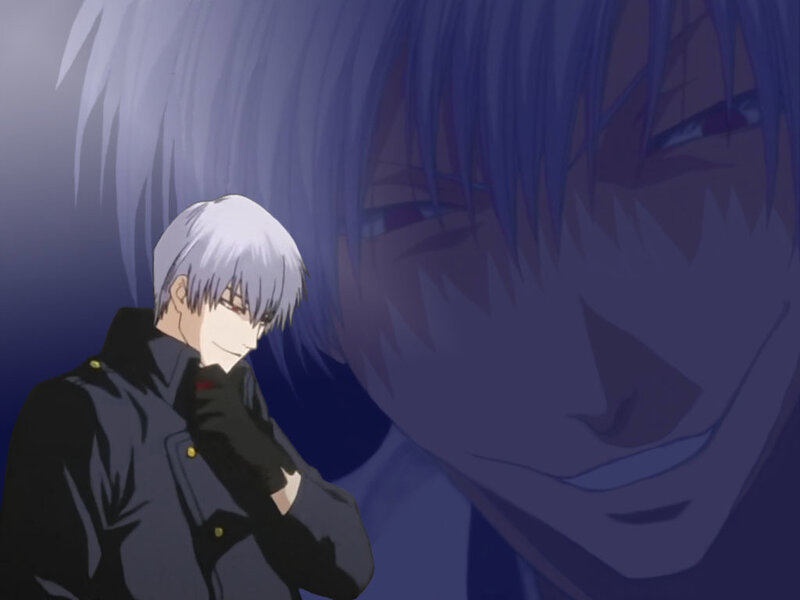 anime character with silver hair