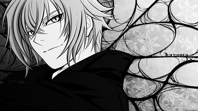 Anime Character with Silver Hair — Black, Dramatic, Manga