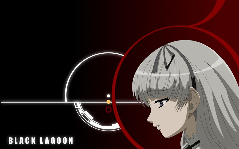 Anime Character with Silver Hair — Black, Dramatic, Silver Hair, Red Circle