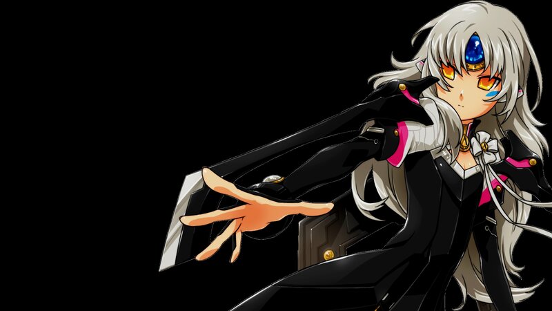 Anime Character with Silver Hair — Black, Dramatic, Sword