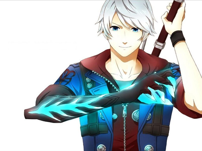 Anime Character with Silver Hair — Blue, Confident