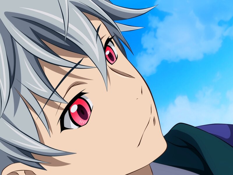Anime Character with Silver Hair — Blue, Dramatic, Afternoon