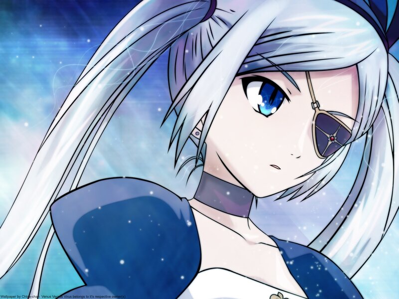 Anime Character with Silver Hair — Blue, Dramatic, Eye Patch