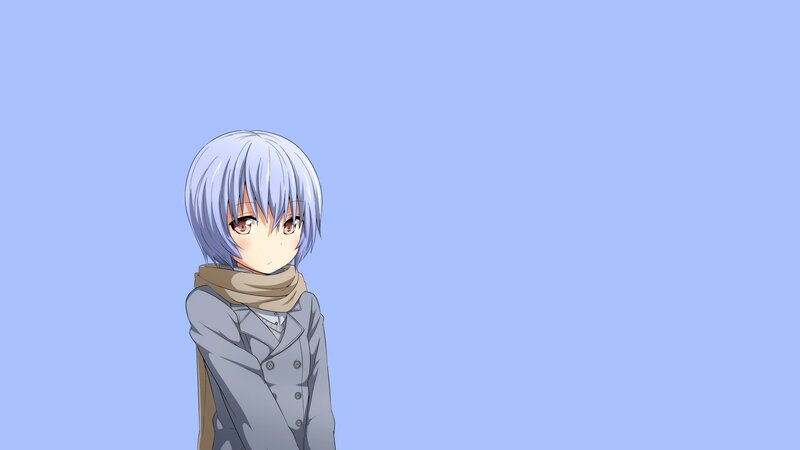 Anime Character with Silver Hair — Blue, Neutral, Scarf