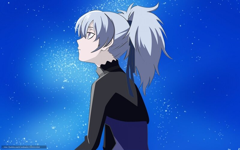 Anime Character with Silver Hair — Blue, Serene, Night
