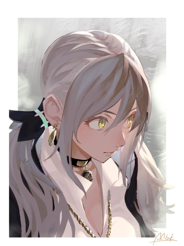 Anime Character with Silver Hair — Dramatic, Digital Art