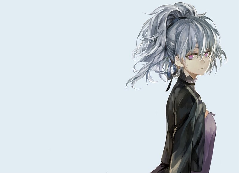 Anime Character with Silver Hair — Gray, Calm, Digital Art