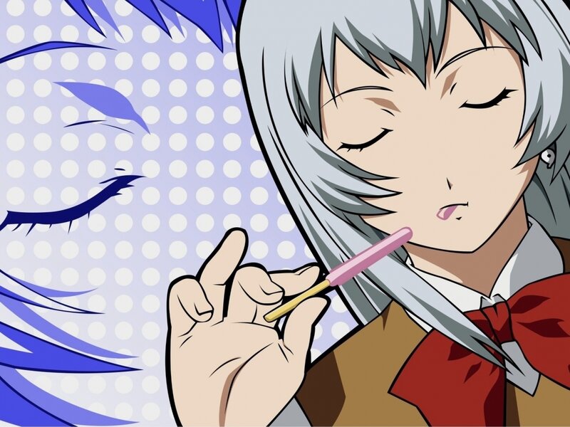 Anime Character with Silver Hair — Gray, Calm