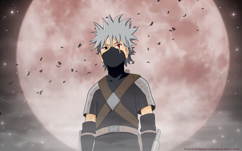 Anime Character with Silver Hair — Gray, Dramatic, Night, Mask