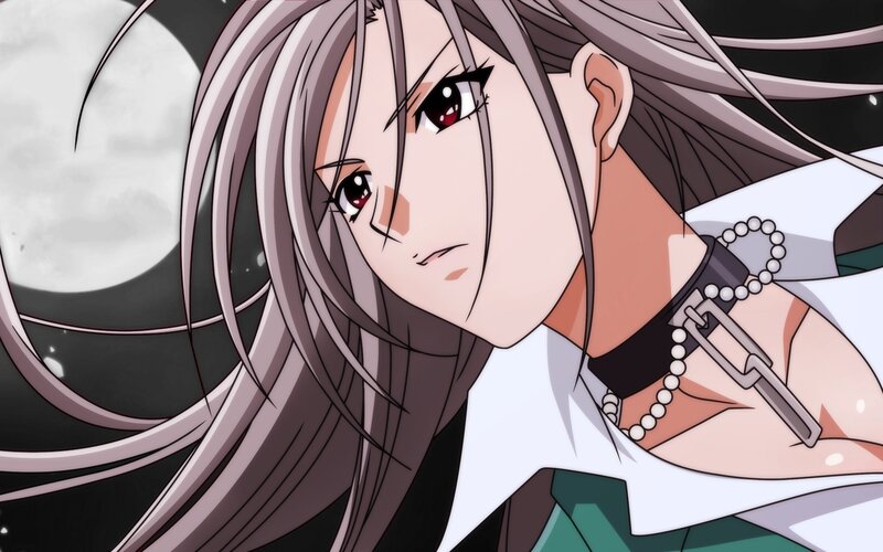 Anime Character with Silver Hair — Gray, Dramatic, Night, Moon