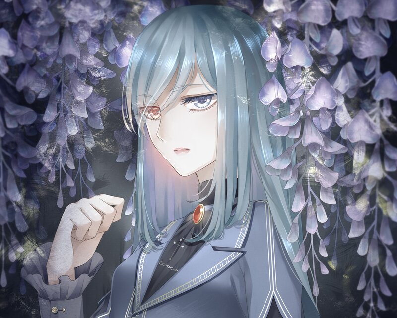 Anime Character with Silver Hair — Gray, Serene