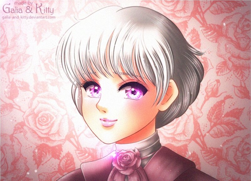 Anime Character with Silver Hair — Pink