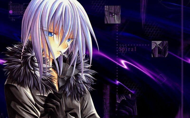 Anime Character with Silver Hair — Purple, Dramatic, Night