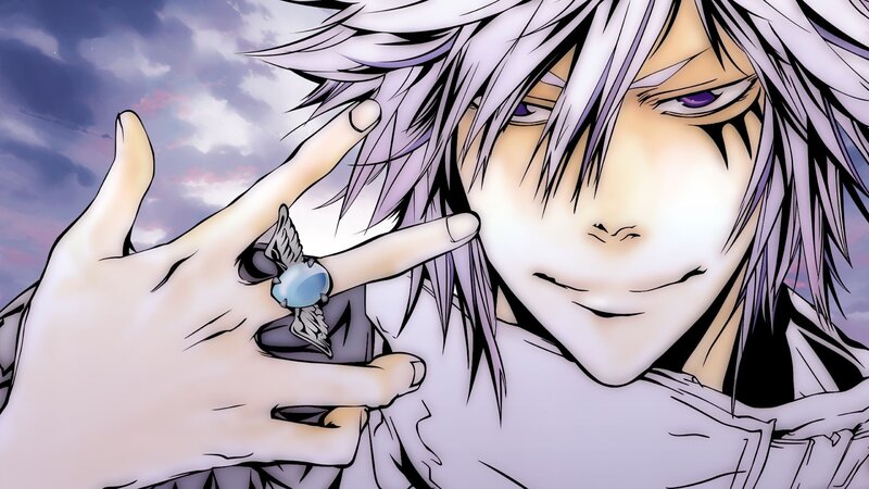 Anime Character with Silver Hair — Purple, Dramatic