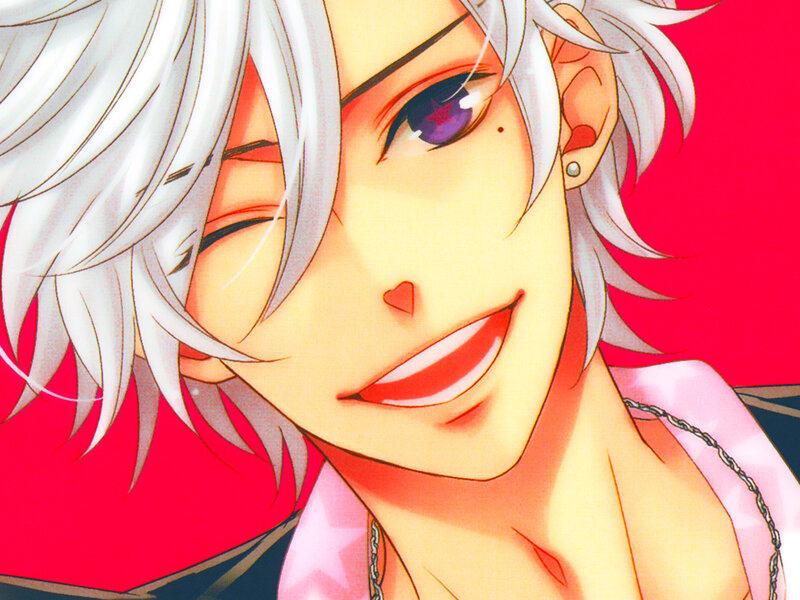 Anime Character with Silver Hair — Red, Playful