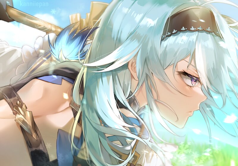 Anime Character with Silver Hair — White, Calm, Afternoon, Digital Art