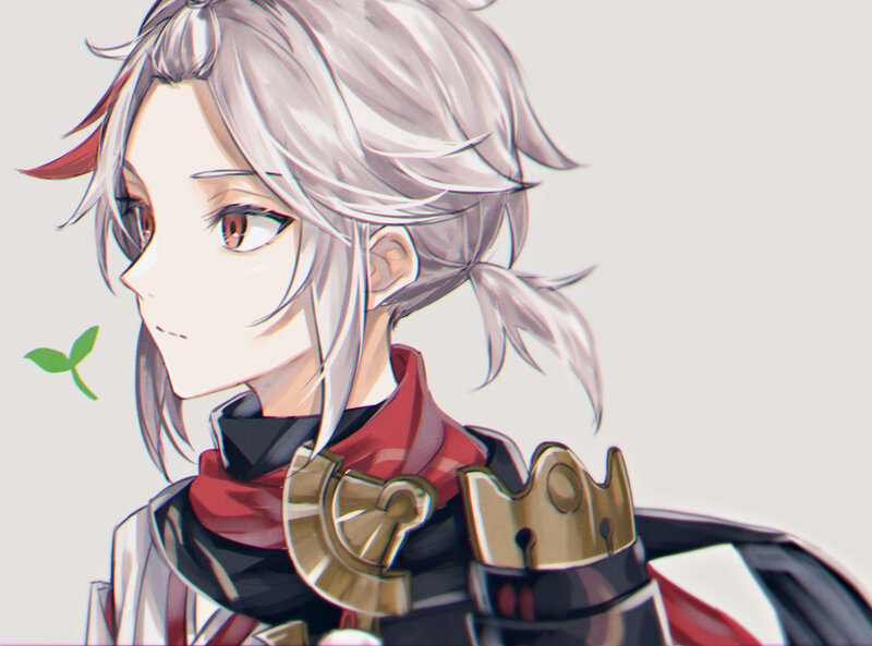 Anime Character with Silver Hair — White, Calm, Digital Art, Scarf