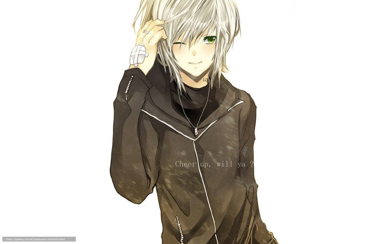 Anime Character with Silver Hair — White, Calm, Green Eyes