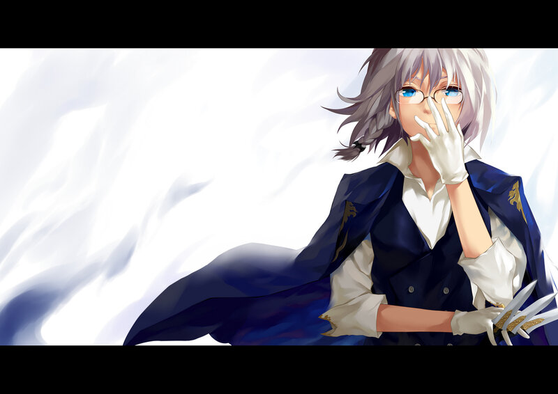 Anime Character with Silver Hair — White, Dramatic, Digital Art, Glasses