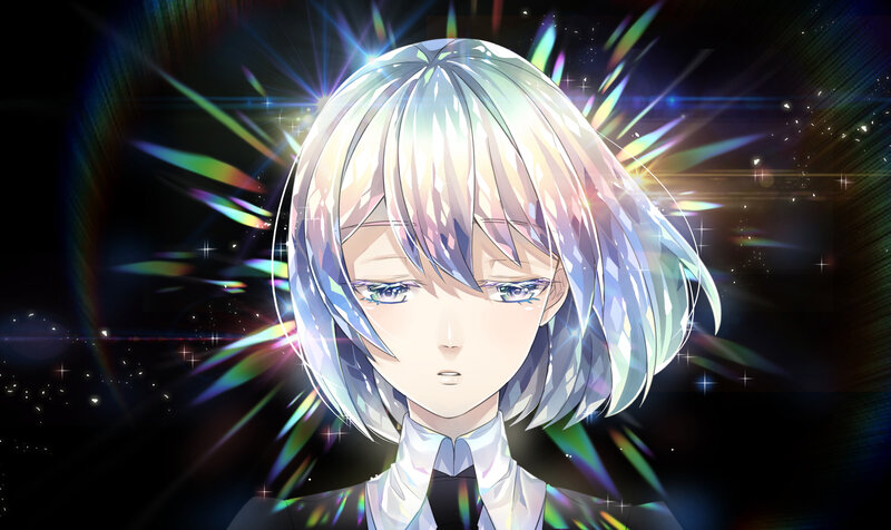 Anime Character with Silver Hair — White, Dramatic, Sparkles