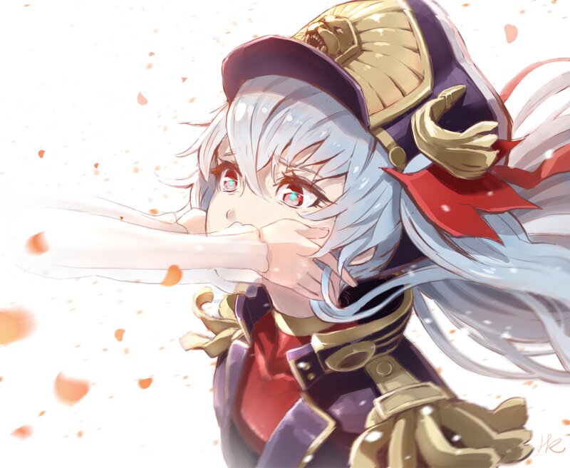 Anime Character with Silver Hair — White, Dynamic