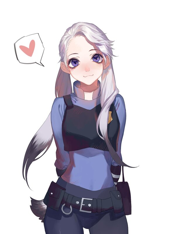 Anime Character with Silver Hair — White, Neutral, Digital Art