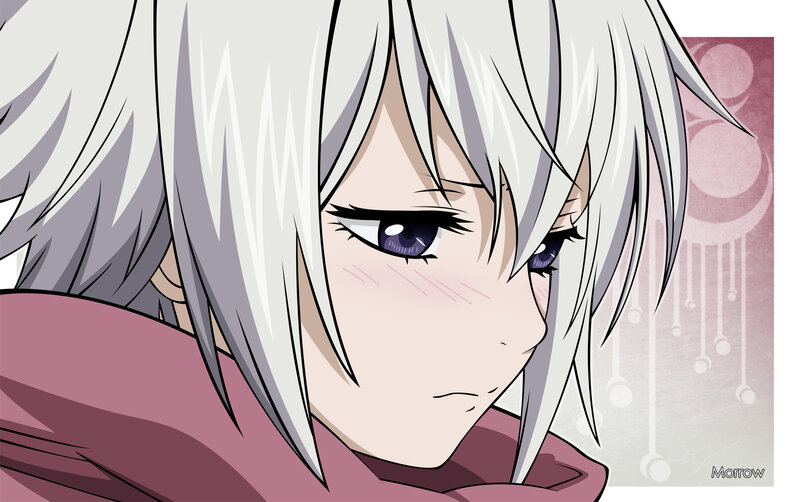Anime Character with Silver Hair — White, Serious