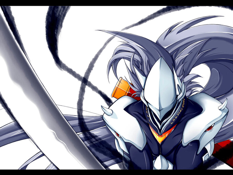 Anime Character with Silver Hair — White