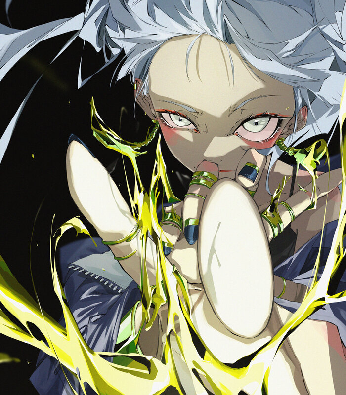 Anime Character with Silver Hair — Yellow, Dramatic