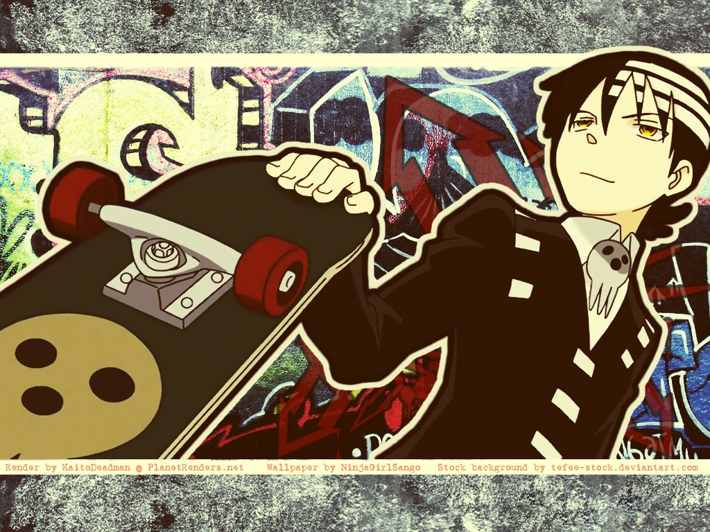 anime character with skateboard