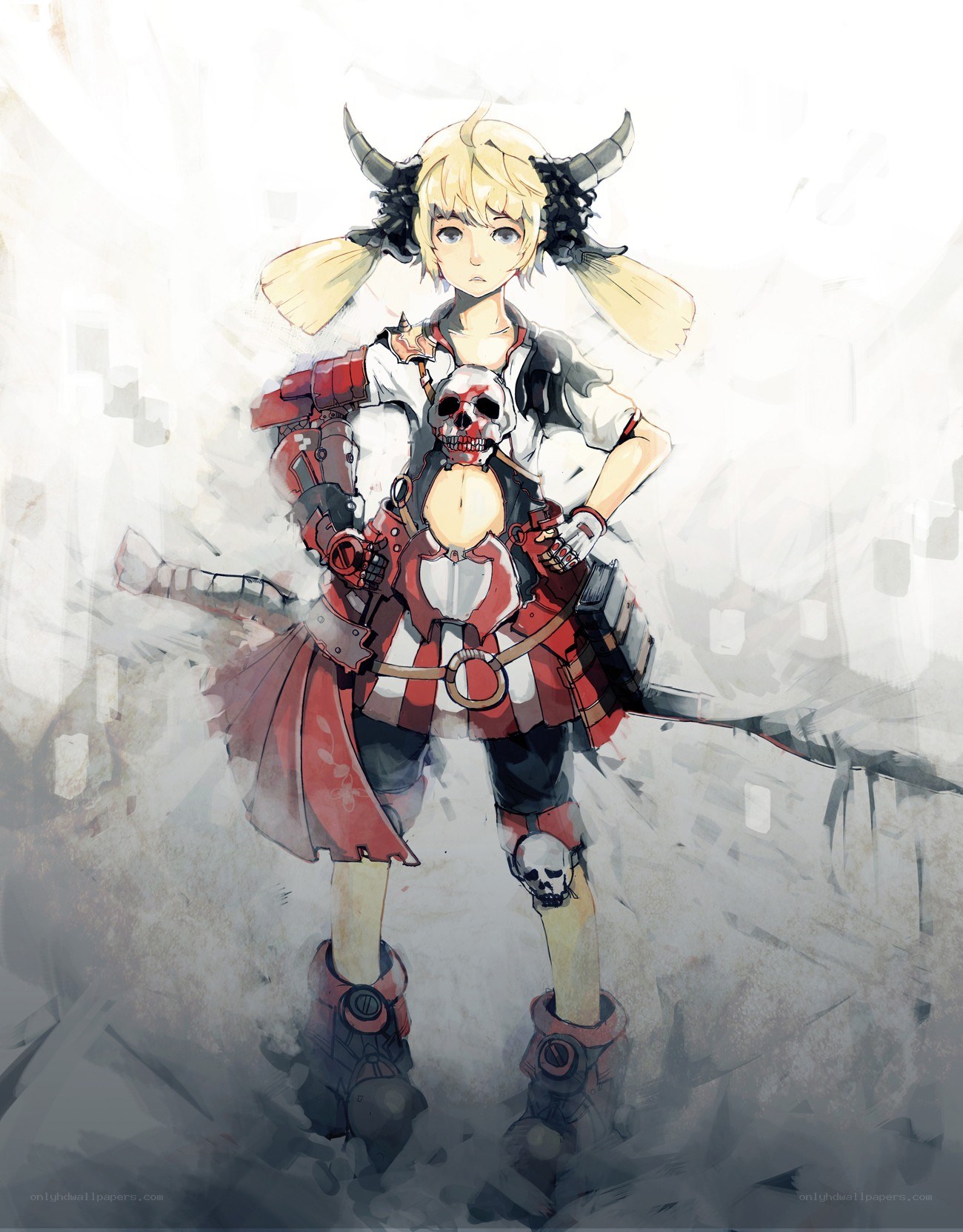 anime character with skull armor