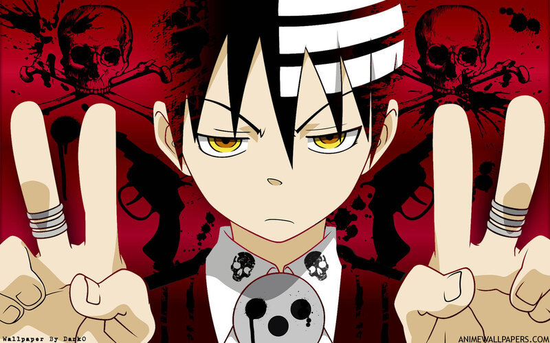 Anime character with skull background