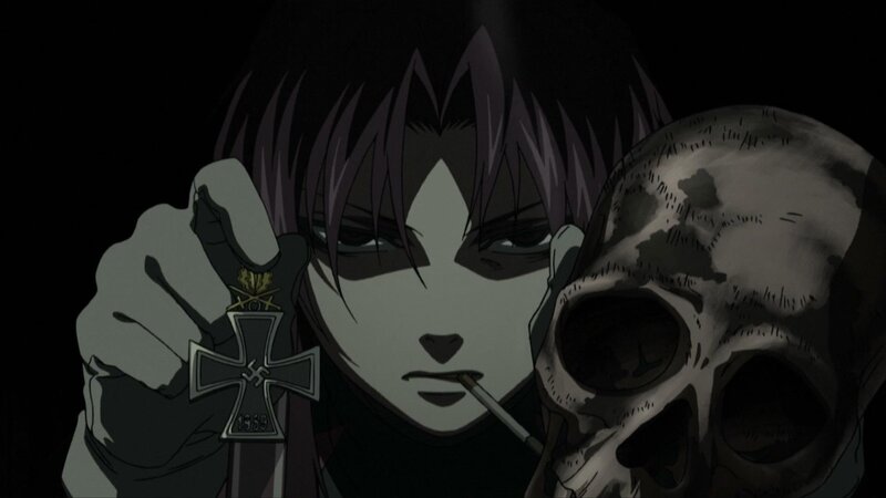 Anime Character with Skull — Black, Dark, Night