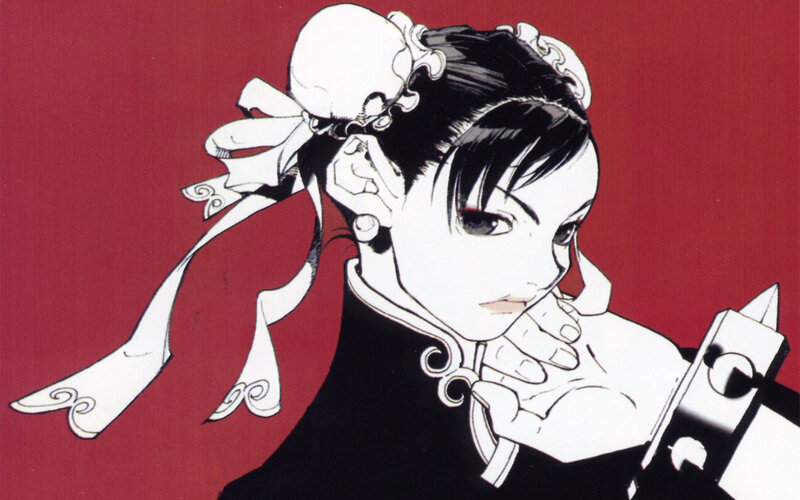 anime character with skull hair accessory
