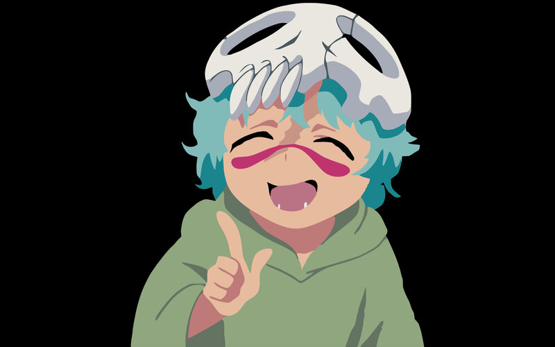 Anime Character with Skull Hat — Green, Playful