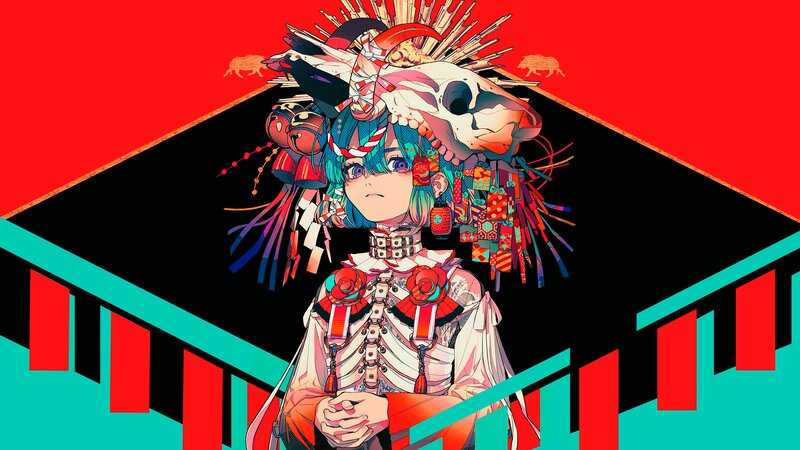 Anime Character with Skull Headdress