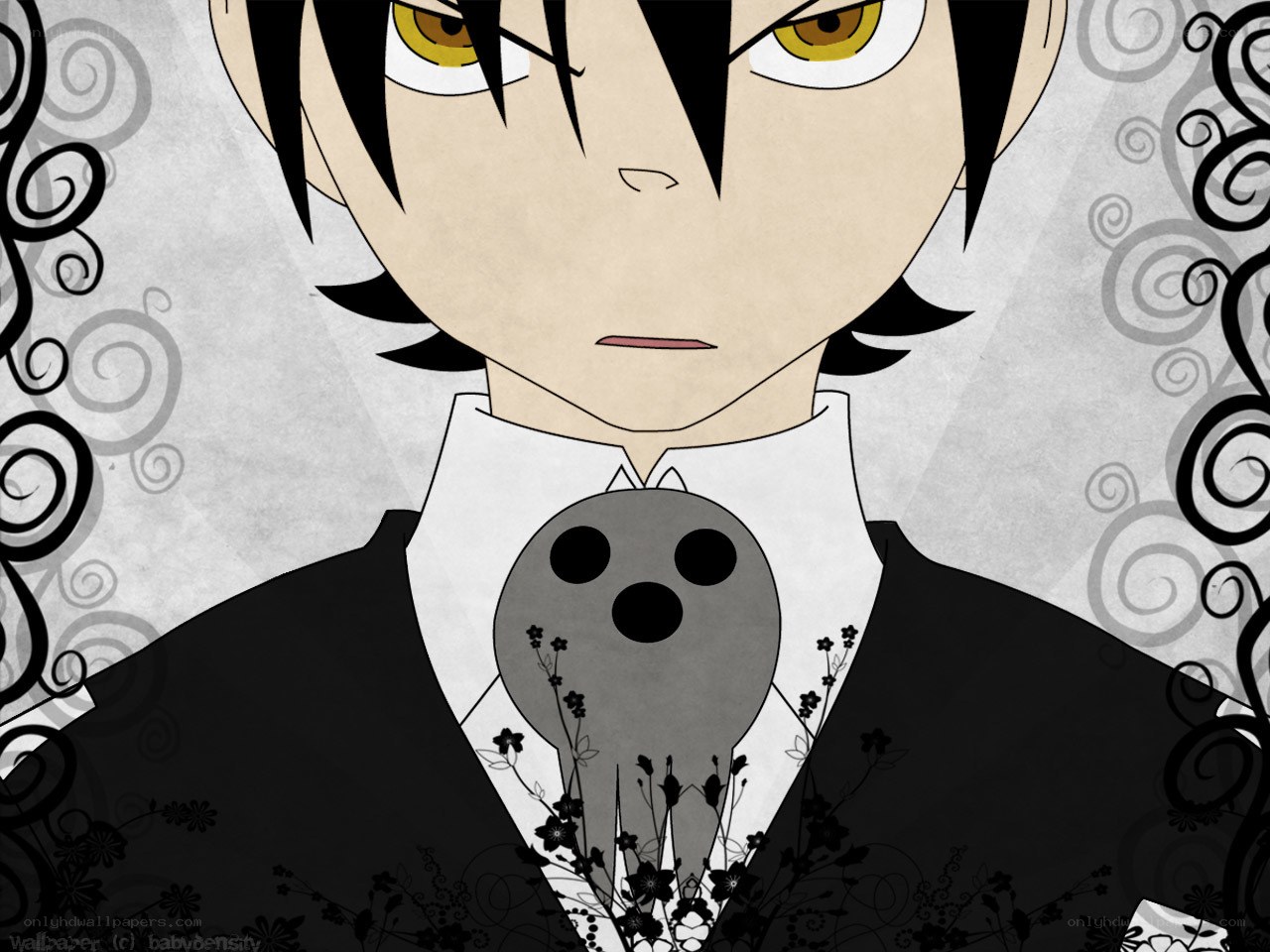 anime character with skull tie