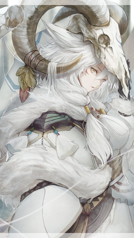 Anime Character with Skull — White